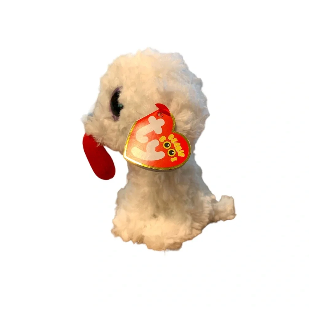 Beanie Boo TY Honey Bun White Dog Heart Plush Stuffed Animal New